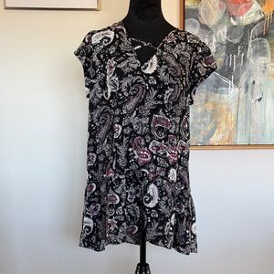 DR2 Black and White Paisley ruffle shirt/Dress